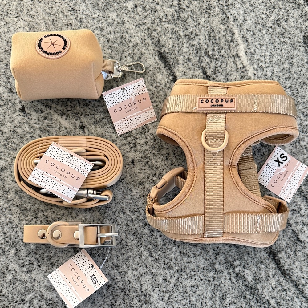 NWT XS/S Cocopup London Tan Harness Set